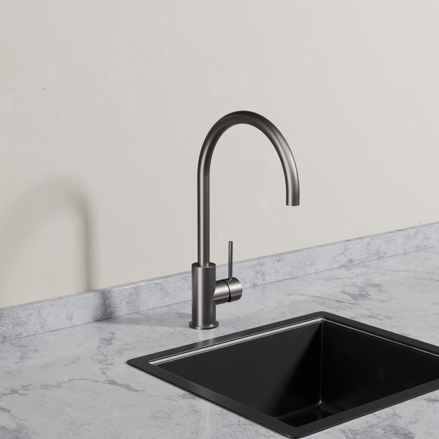 Ovia Milan Gooseneck Kitchen Mixer in Gun Metal (5/5)