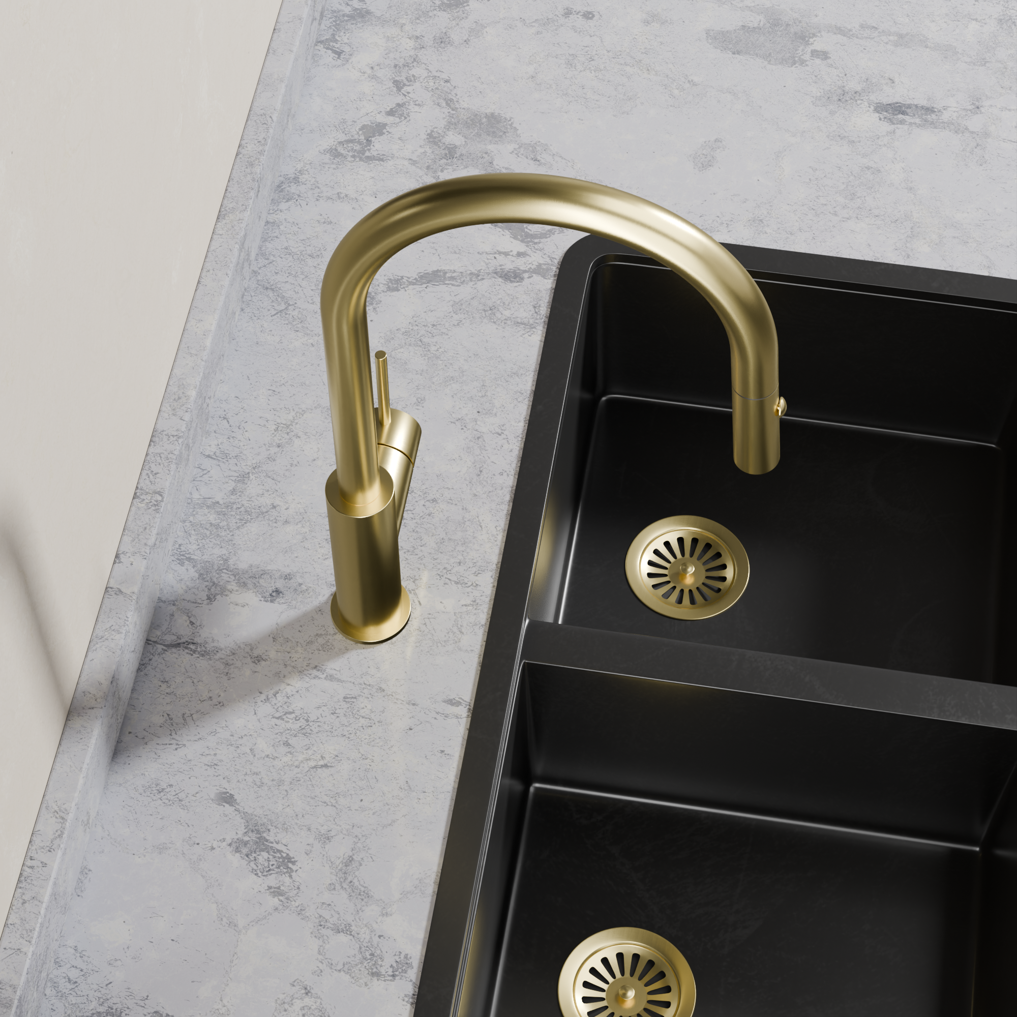 Ovia Milan Pull-Out Kitchen Mixer in Brushed Gold (4/5)