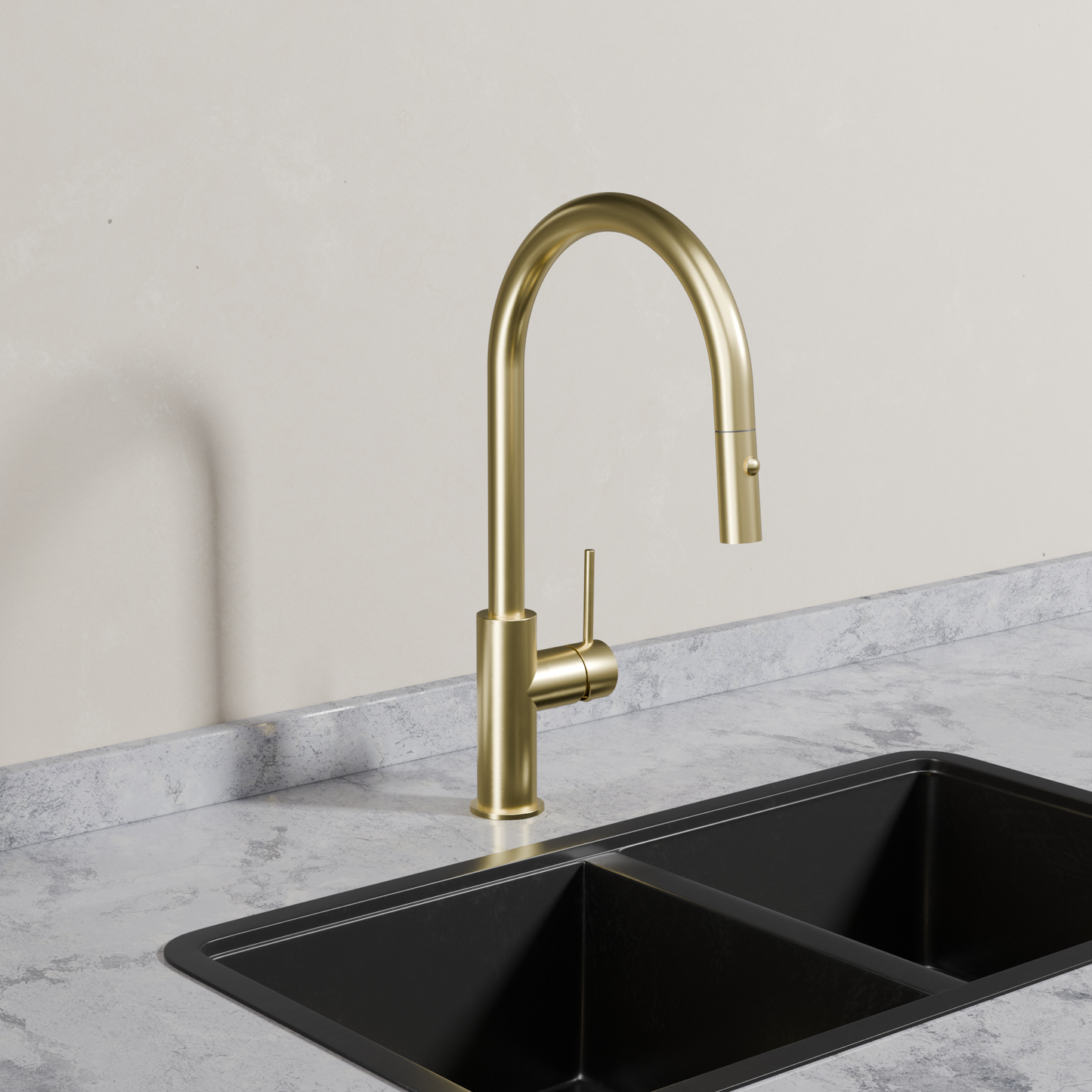 Ovia Milan Pull-Out Kitchen Mixer in Brushed Gold (5/5)