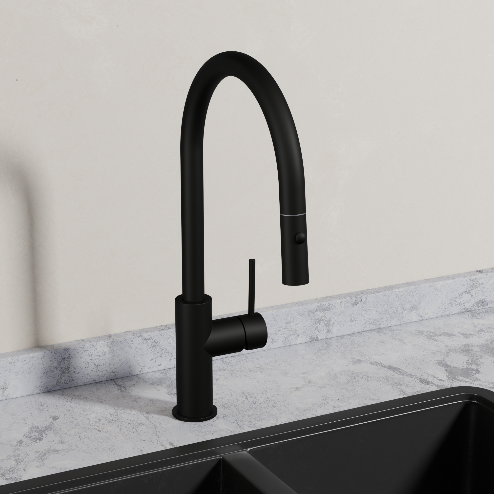 Ovia Milan Pull-Out Kitchen Mixer in Matte Black (3/5)