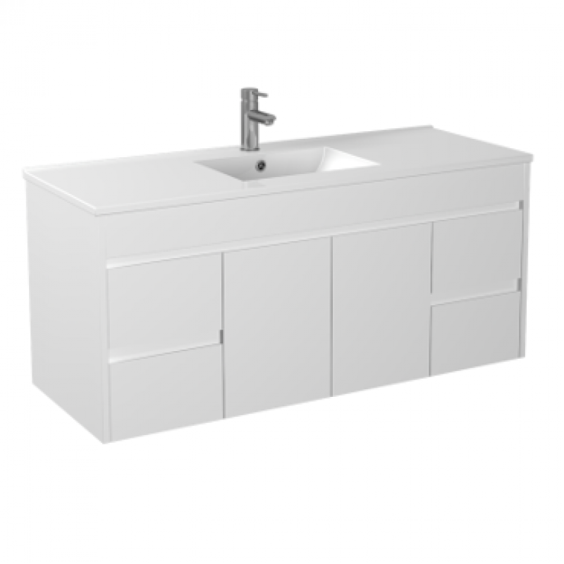 1200x460x550mm Bathroom Vanity Wall Hung White PVC Single Bowl