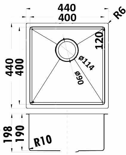 Eden 440x440x200mm Single Bowl Stainless Steel Sink Undermount/Above Mount