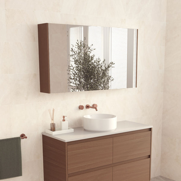 FIENZA 1200 Mirror Cabinet with Walnut Side Panels