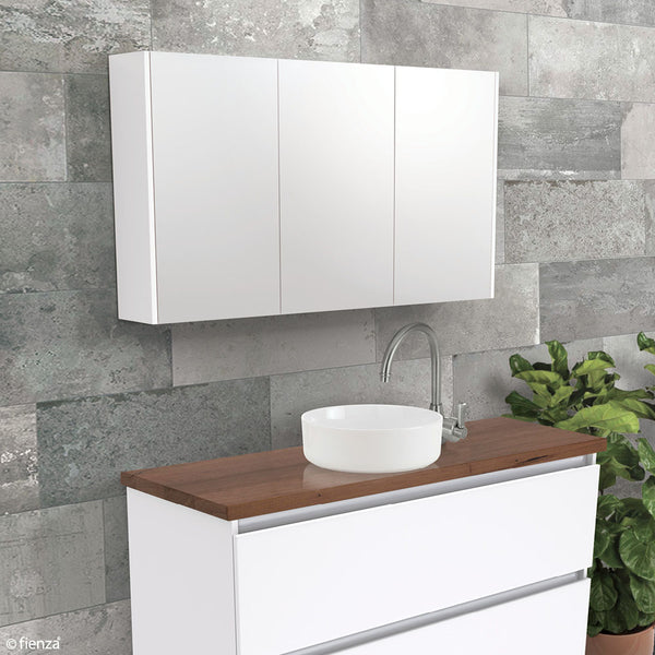 FIENZA 1200 Mirror Cabinet with Gloss White Side Panels