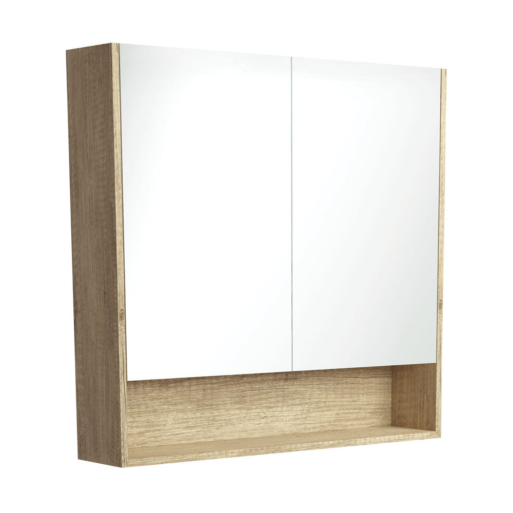 Fienza 900 Mirror Cabinet with Display Shelf, Scandi Oak