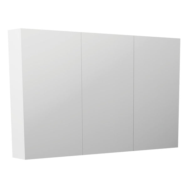 1200Lx750Hx155Dmm Pencil Edge White Shaving Cabinet With Mirror PVC Polyurethane White Tempered Glass Shelves