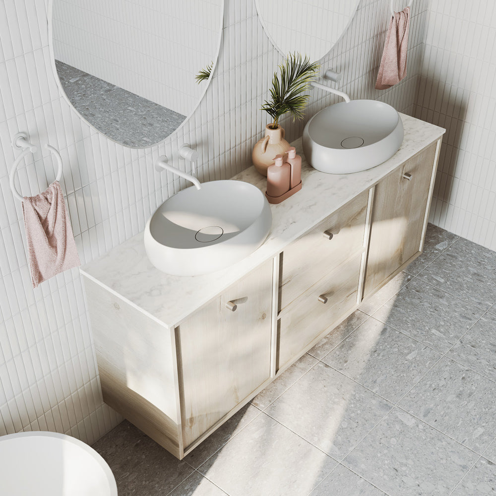 Fienza Polar Sacco Silica Free Stone Vanity Benchtop, Rectangular Full Depth