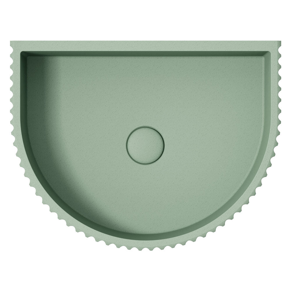 Fienza Valentina Fluted Arch Concrete Wall Basin, Sage