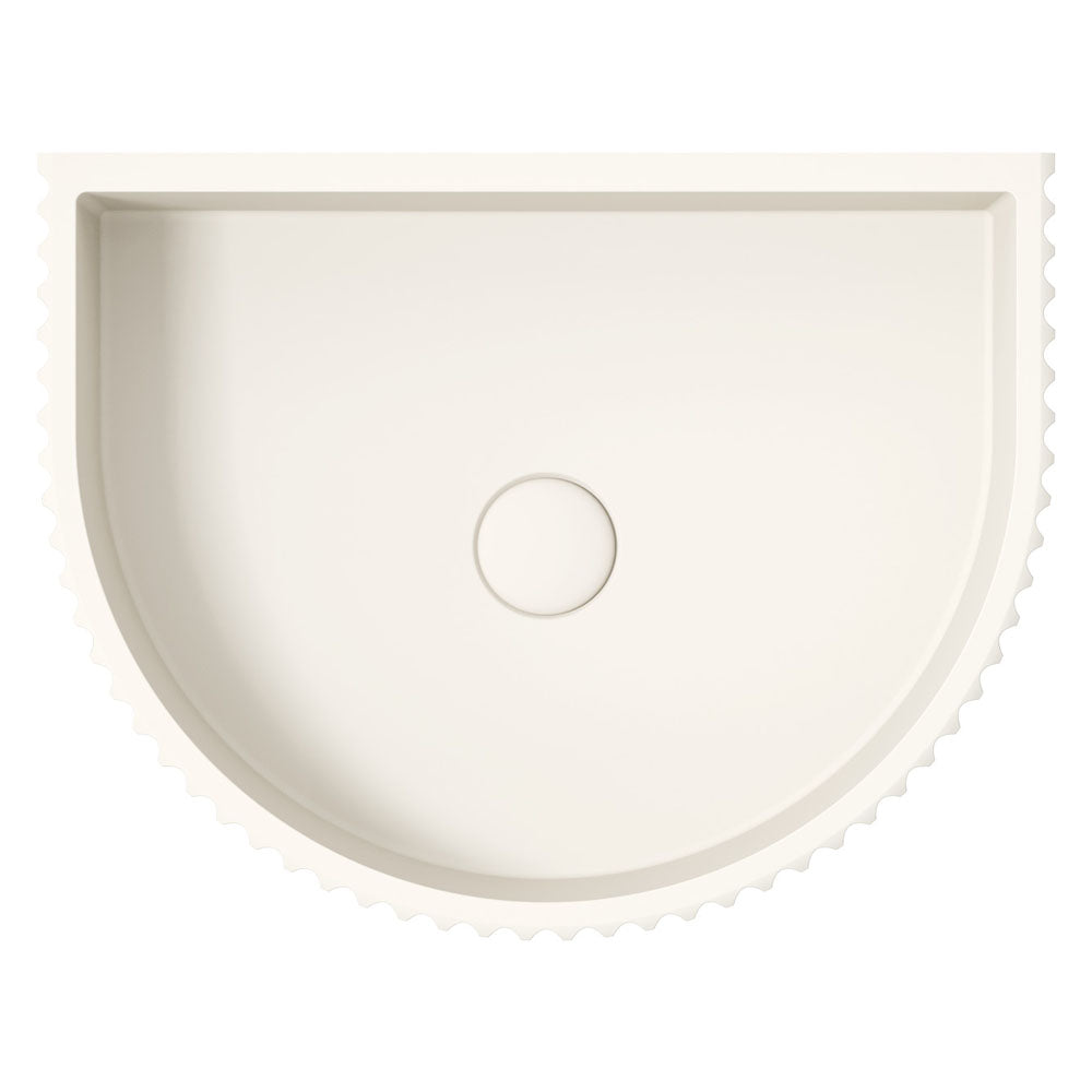 Fienza Valentina Fluted Arch Concrete Wall Basin, Warm White