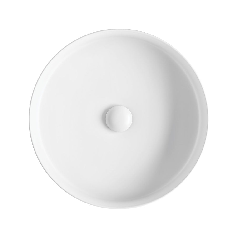 Ovia Fluted Matte White Round Above Counter Basin