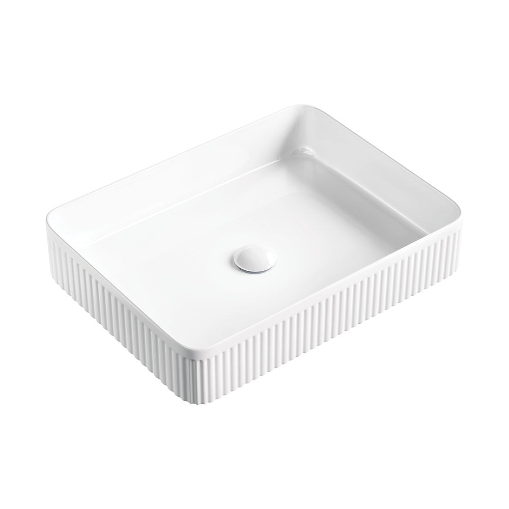 Eleanor Fluted Gloss White Rectangular Above Counter Basin