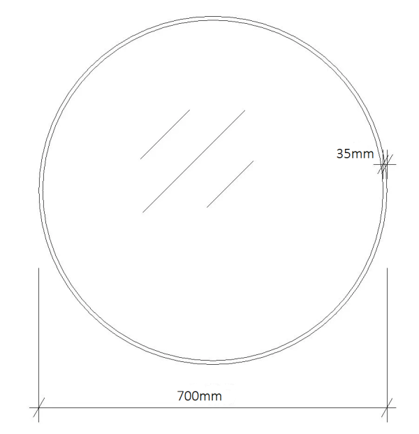 Ovia 700mm Black Framed Round Mirror
