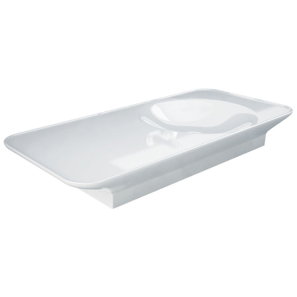 RAK VALET Wall Hung Basin 1120x505mm Right Bowl NTH No Overflow Alpine Gloss White