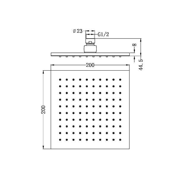 Nero 200mm Square Shower Head Matte Black
