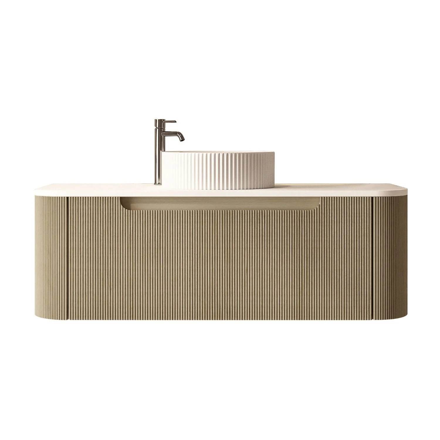 Rome Fluted Groove 1200mm Wall-Hung Cabinet - Bur Oak