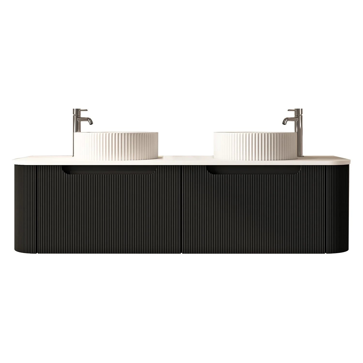 Rome Fluted Groove 1500mm Wall-Hung Cabinet - Matt Black