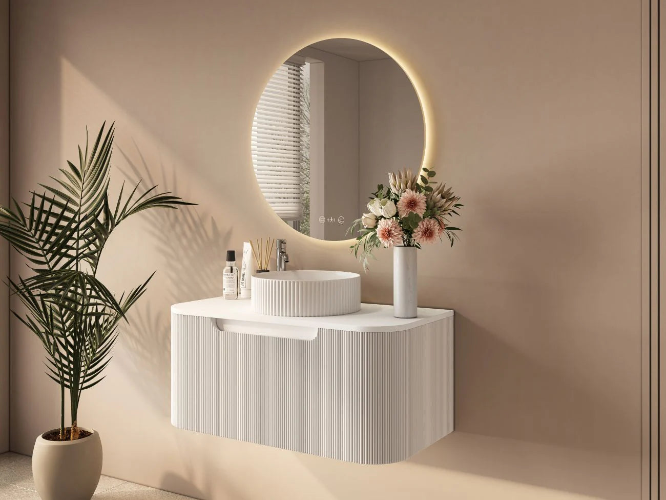 Rome Fluted Groove 750mm Wall-Hung Cabinet - Matt White