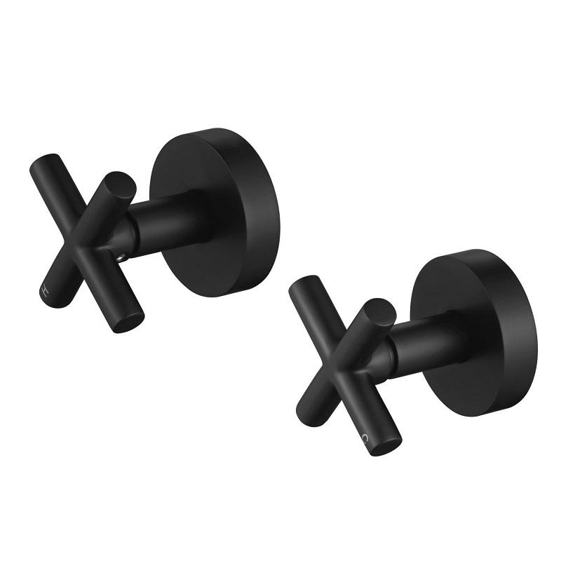 Modern National Cross Handle Ryker Wall Tap Set 1/4 Turn Matte Black
