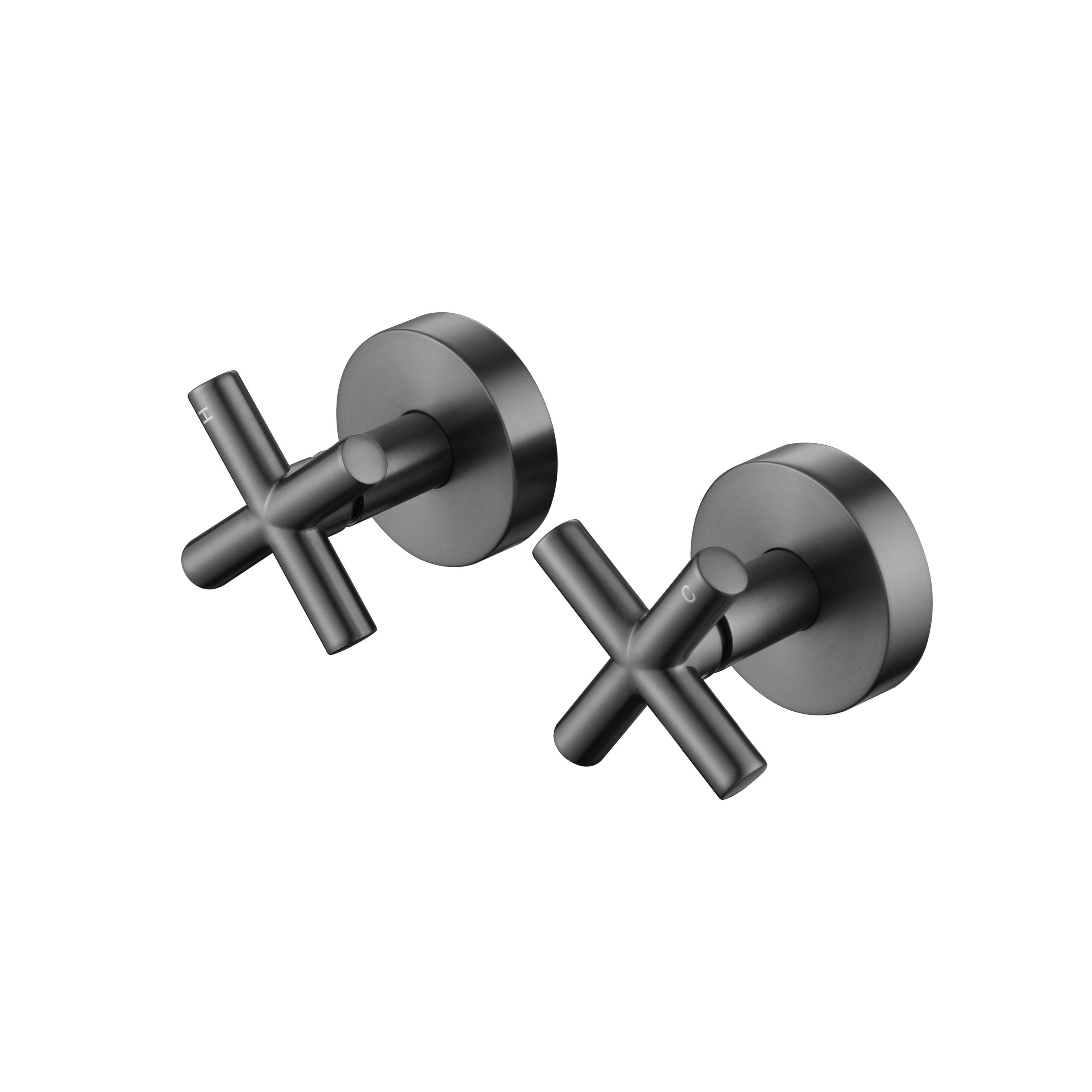 Modern National Cross Handle Ryker Wall Tap Set 1/4 Turn Gun Metal