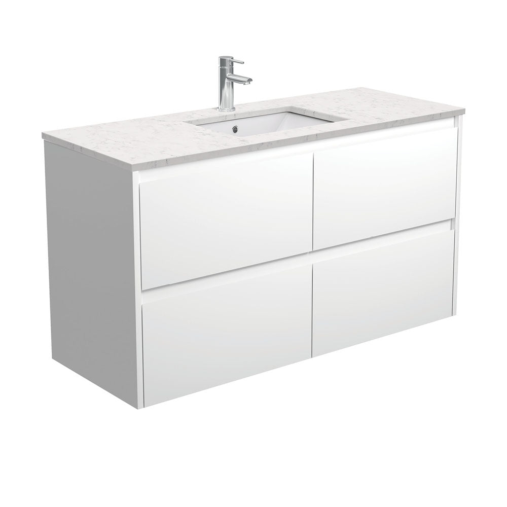 Sarah Bianco Marble Undermount 1200 Amato Satin White Wall-Hung Vanity