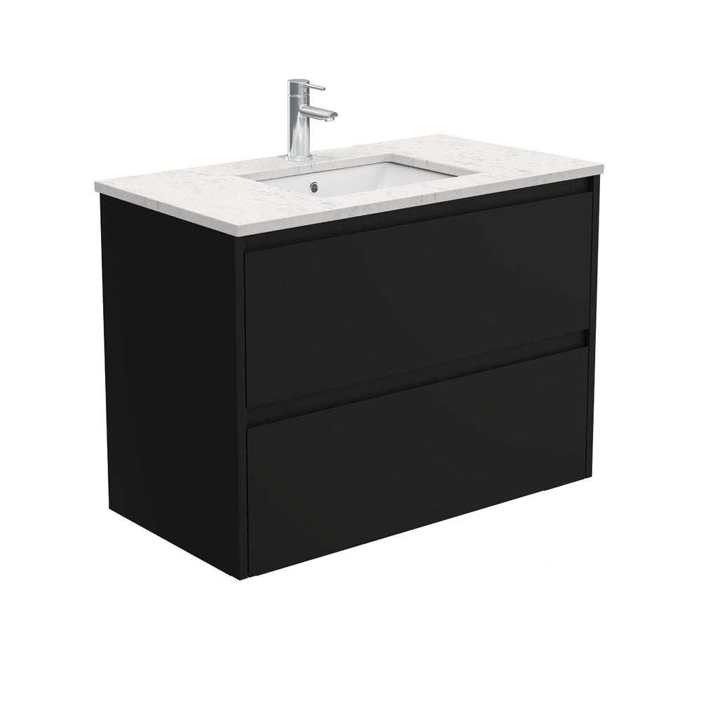 Sarah Bianco Marble Undermount 900 Amato Satin Black Wall-Hung Vanity