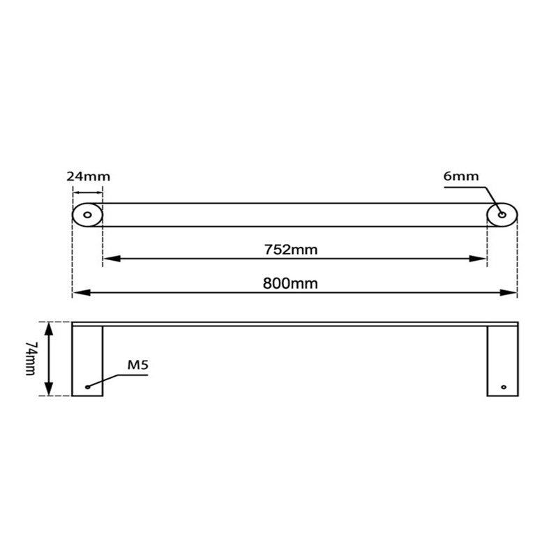 ACA Esperia Gunmetal Grey Single Towel Rail 800mm Stainless Steel 304 Wall Mounted
