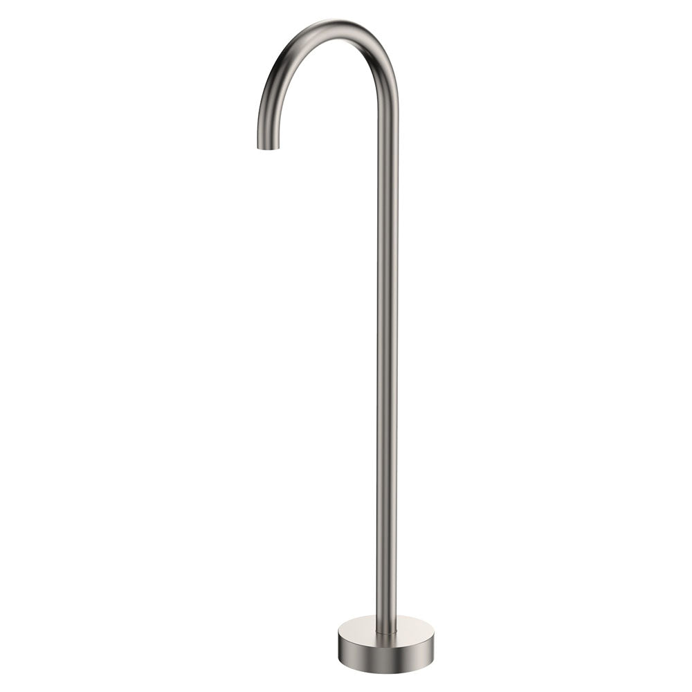 Fienza Kaya Gooseneck Floor Mounted Bath Outlet, Brushed Nickel