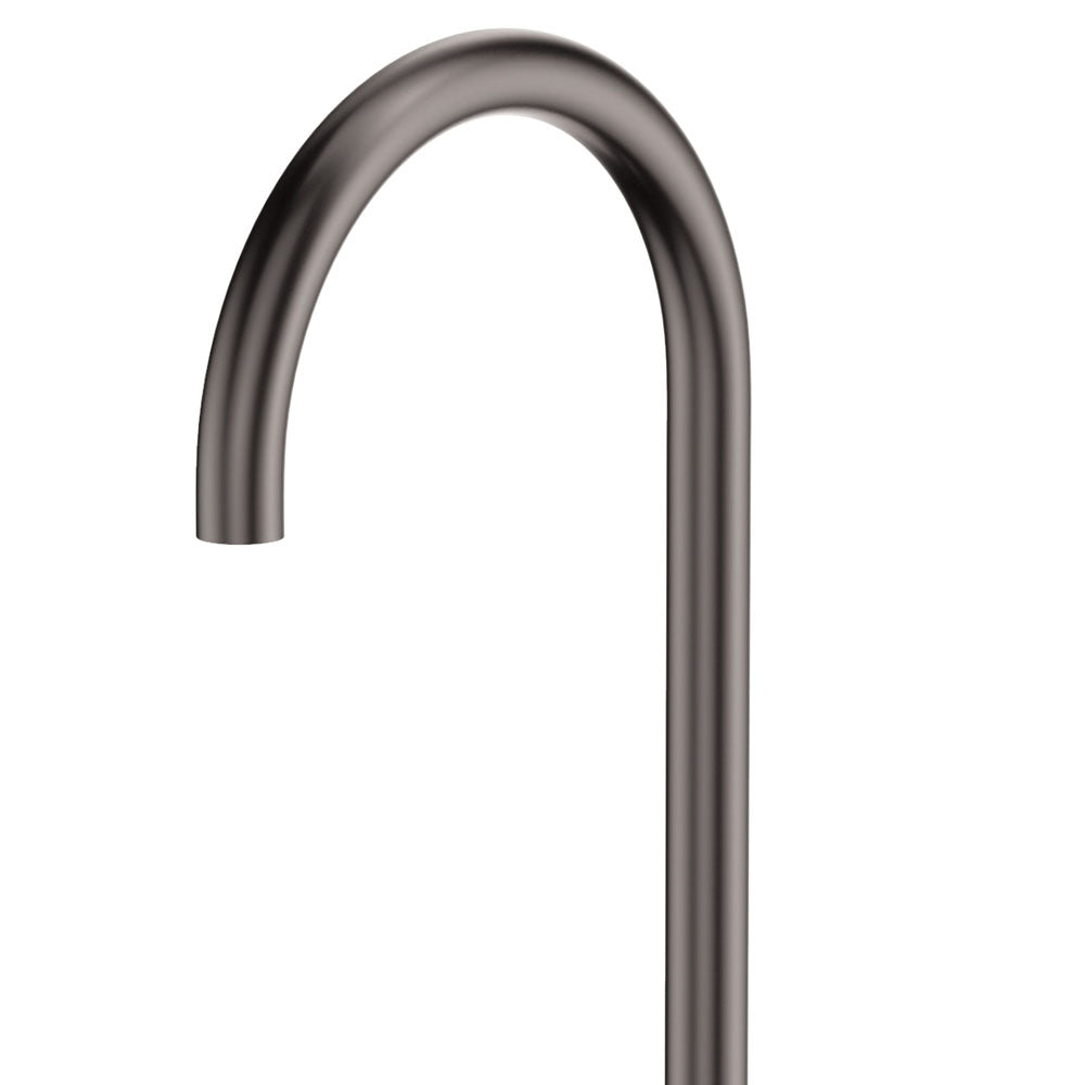 Fienza Kaya Gooseneck Floor Mounted Bath Outlet, Gun Metal