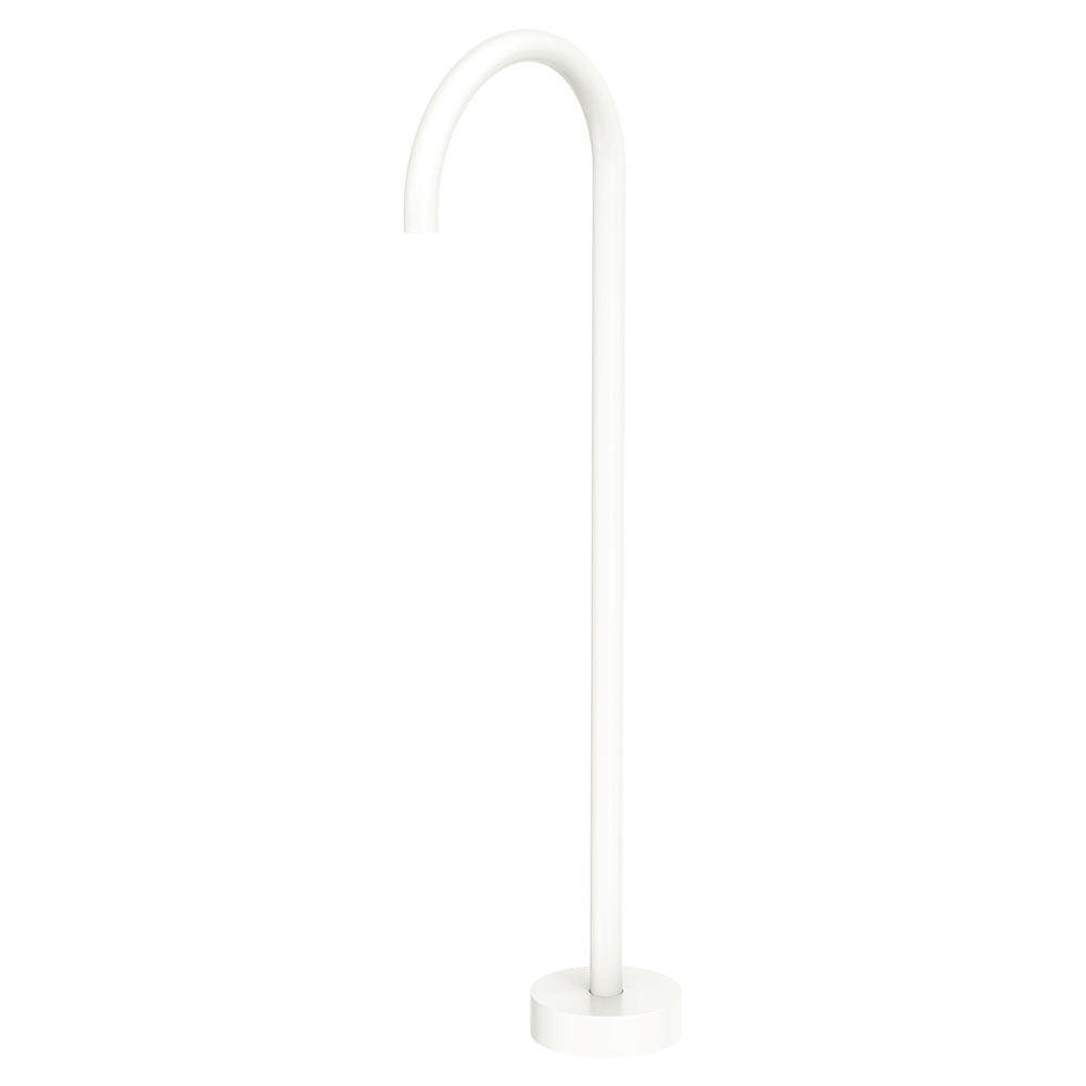 Fienza Kaya Gooseneck Floor Mounted Bath Outlet, Matte White