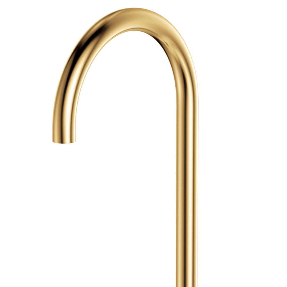 Fienza Kaya Gooseneck Floor Mounted Bath Outlet, Urban Brass