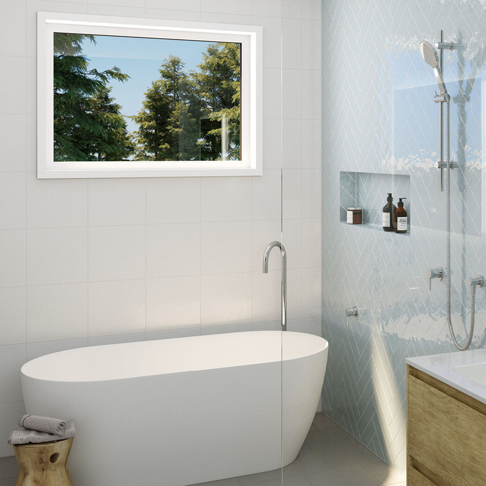 Fienza Kaya Gooseneck Floor Mounted Bath Outlet, Chrome