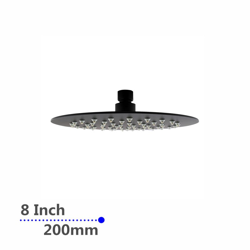 Aquaperla 200mm 8" Stainless Steel 304 Black Super-slim Round Rainfall Shower Head