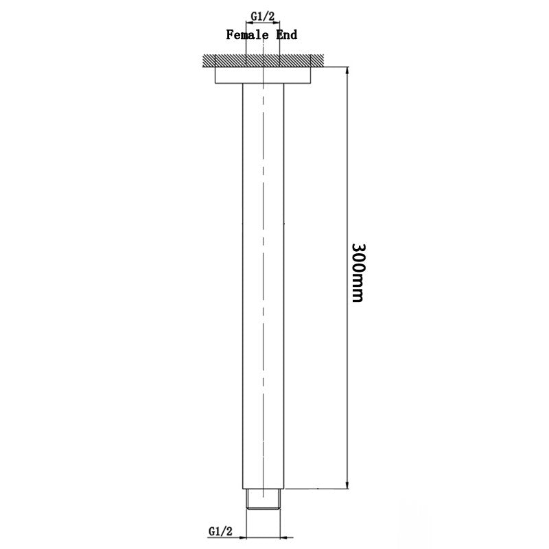 Aquaperla Square Black Ceiling Shower Arm 300mm