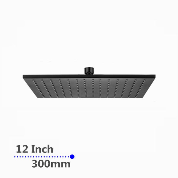 Aquaperla 300mm 12" Solid Brass Matt Black Square Nero Rainfall Shower Head WELS WATERMARK
