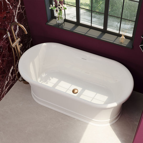 Fienza 1500mm Lillian Federation Freestanding Solid Surface Matte Exterior Acrylic White Bath