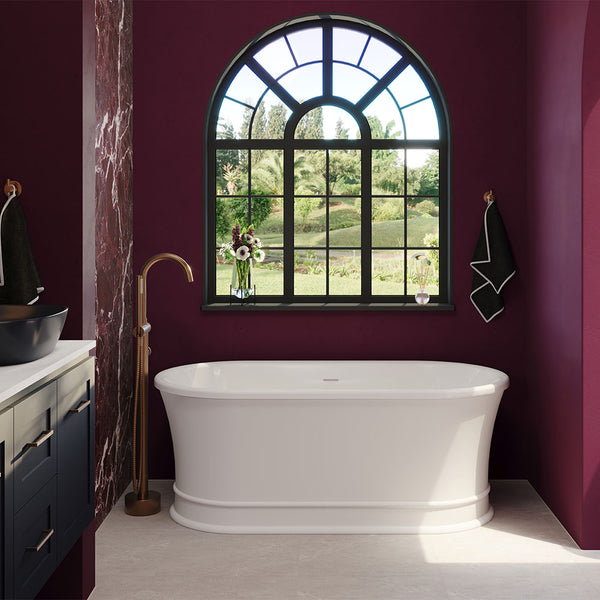 Fienza 1700mm Lillian Federation Freestanding Solid Surface Matte Exterior Acrylic White interior Bath
