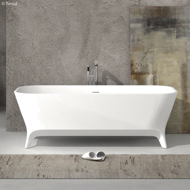 Fienza Hampton 1600 Matte White Cast Stone Free Standing Bath Tub