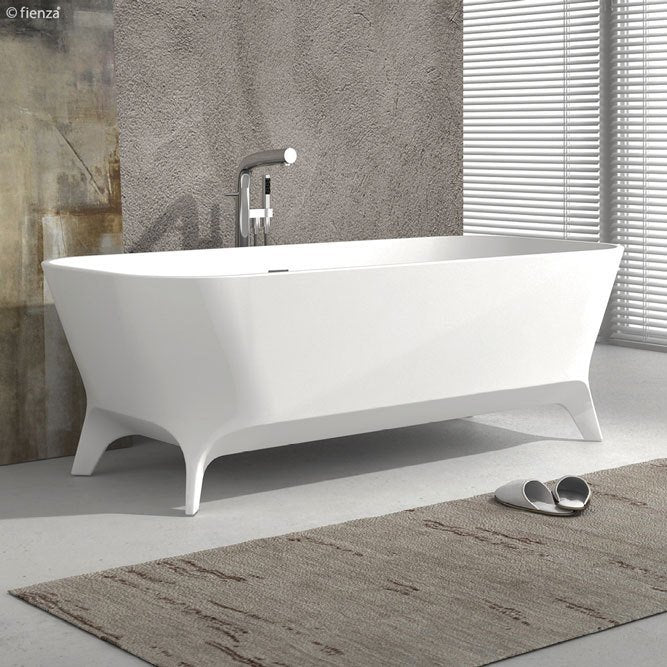 Fienza Hampton 1600 Matte White Cast Stone Free Standing Bath Tub