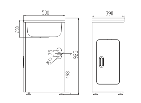 390x500x925mm 30L Stainless Steel Laundry Tub Cabinet Freestanding