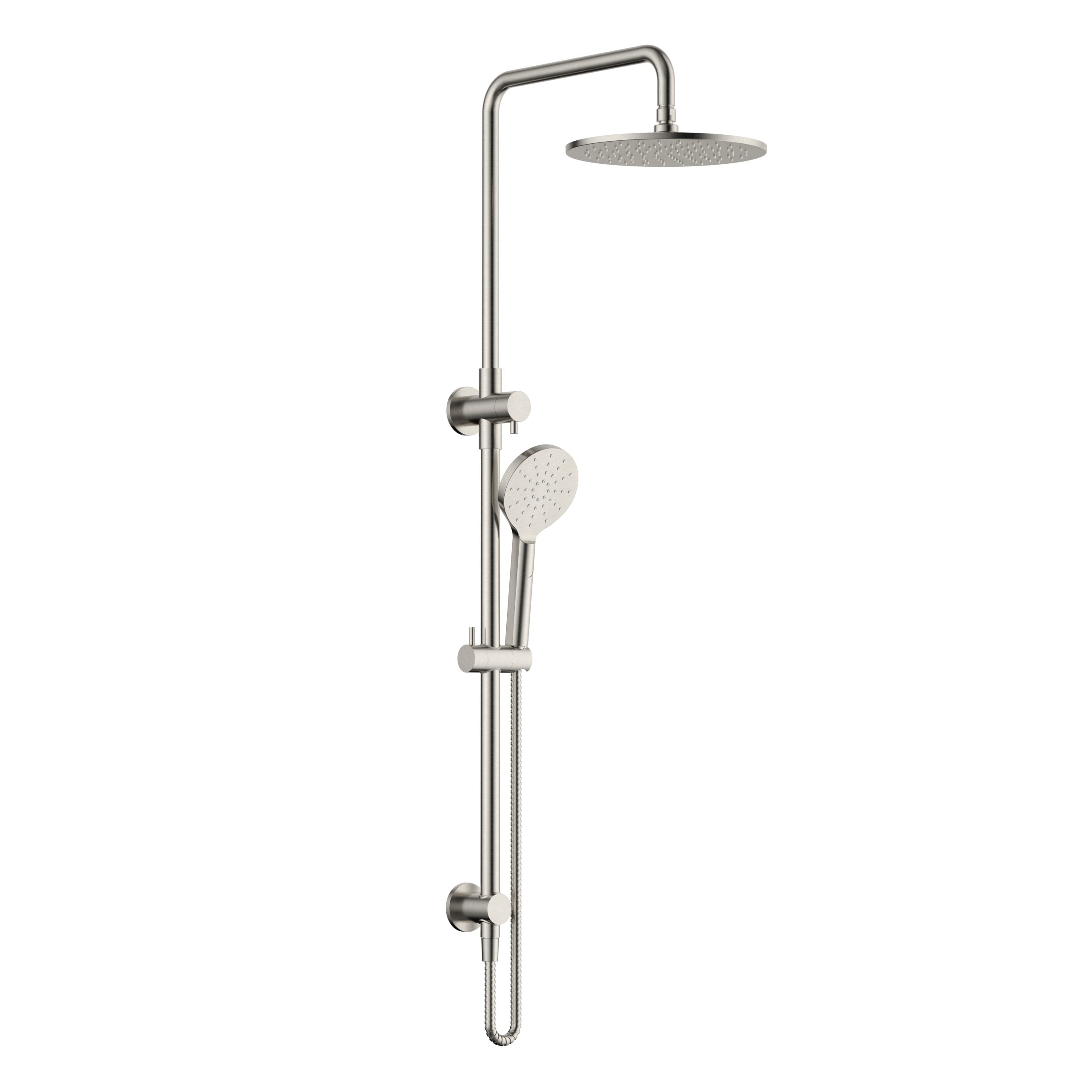 Modern National 2 in 1 Star Luxury Twin Rail Shower System Warm Brushed Nickel