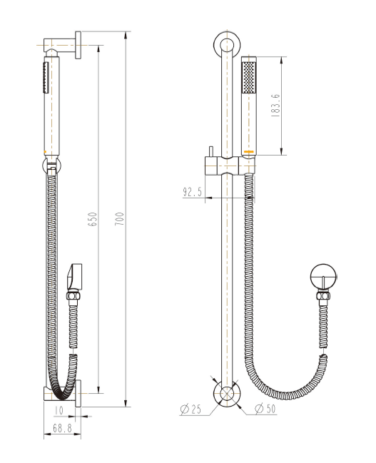 Modern National Star Hand Shower On Rail Matte Black