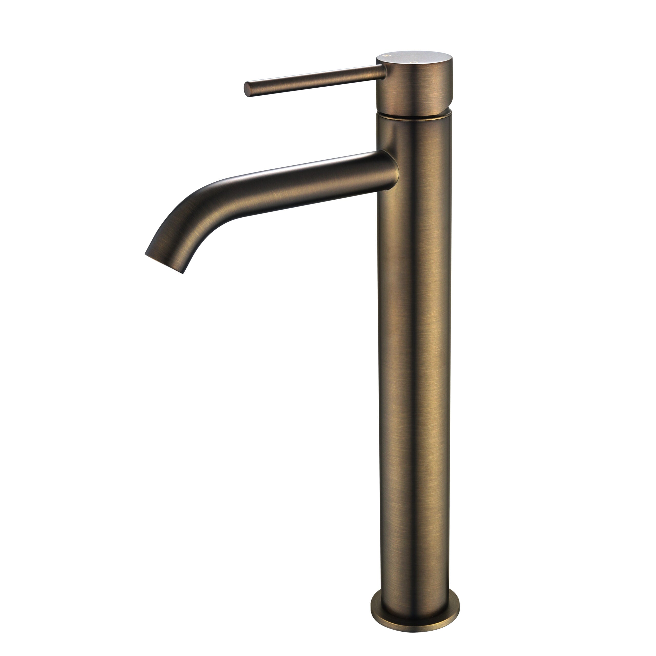 Star Mini Tall Basin Mixer Curved Spout Antique Brass
