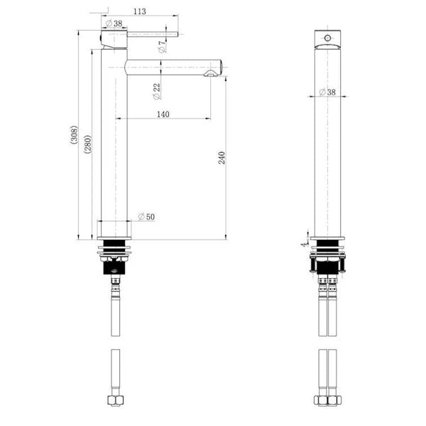 Modern National Star Mini High Rise Basin Mixer Warm Brushed Nickel