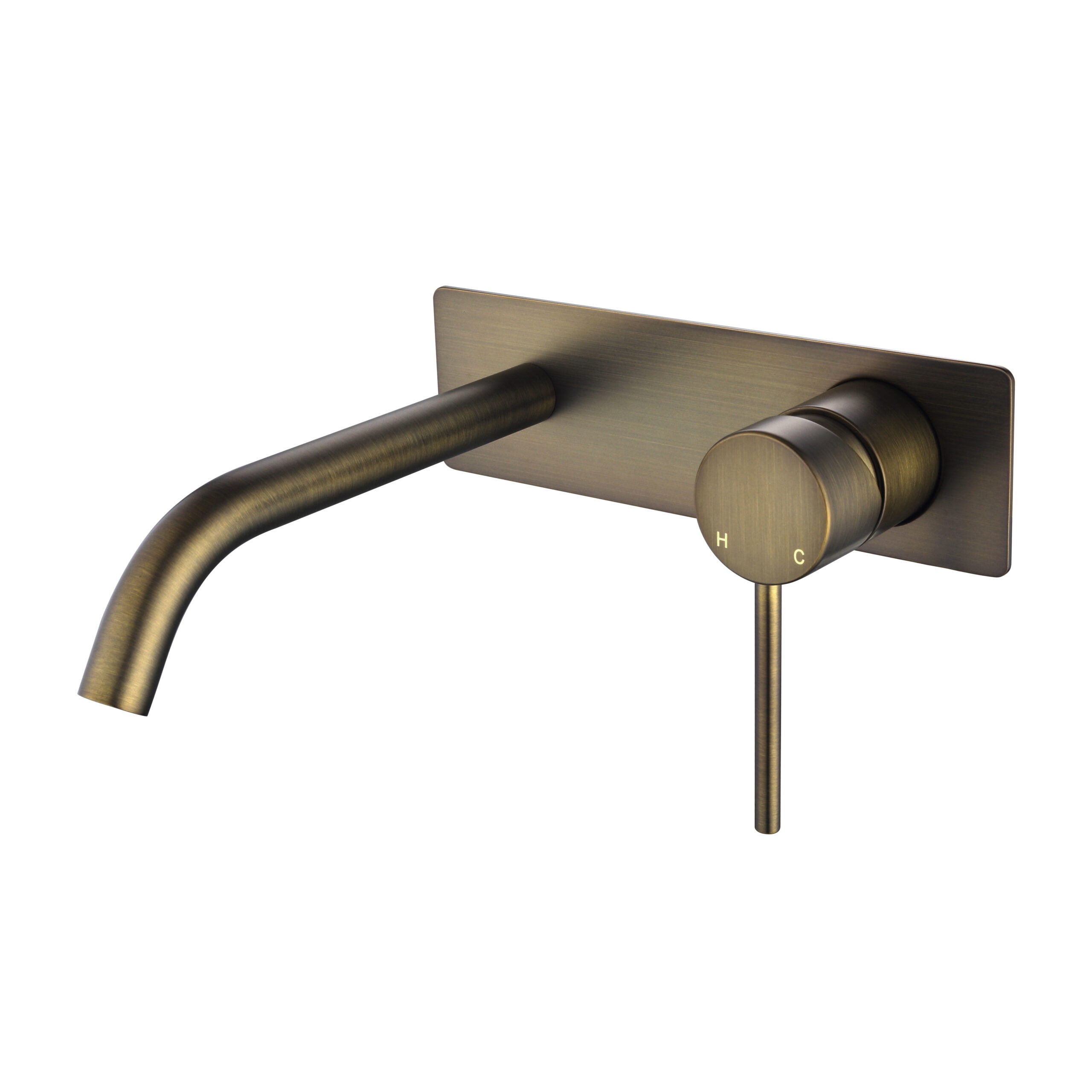 Star Mini Wall Basin Bath Mixer with Backplate Antique Brass