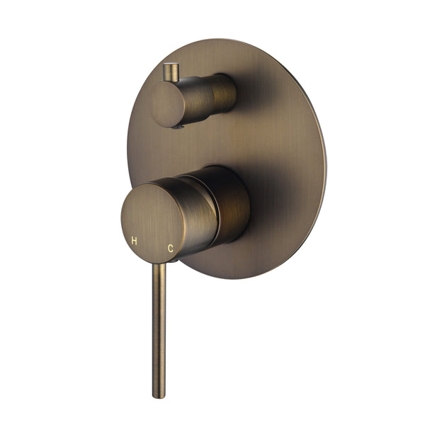 Star Mini Wall Shower Diverter Mixer Antique Brass