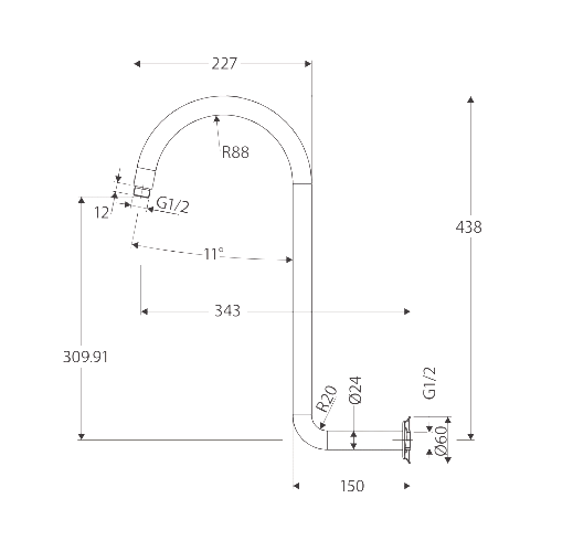Fienza Lillian Wall Arm Shower Set Urban Brass