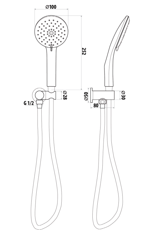 Elle Stainless Steel Hand Shower on Bracket