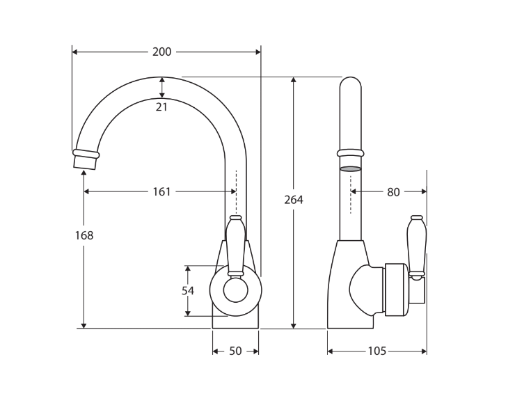 Eleanor Gooseneck Basin Mixer, Urban Brass / Urban Brass