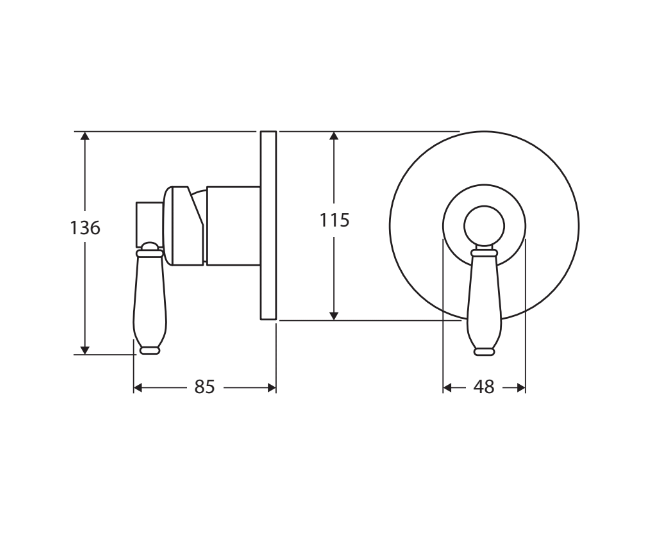 Eleanor Wall Mixer, Urban Brass / Ceramic