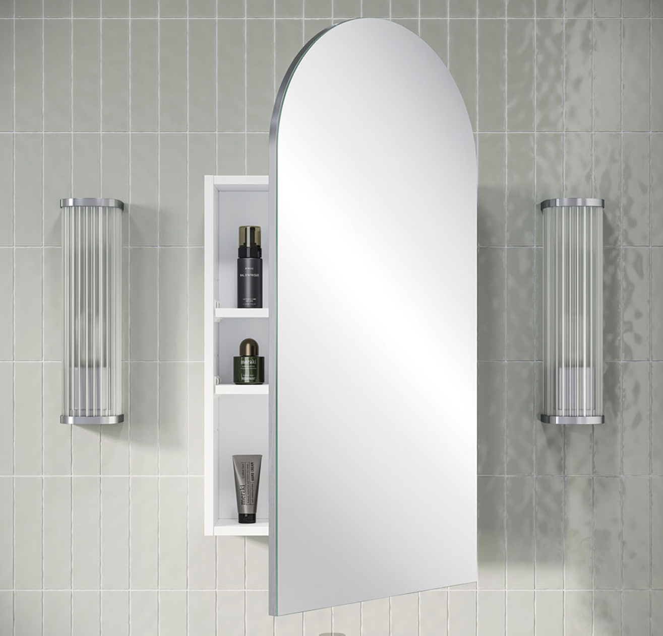 Ovia 900x600mm Arch Shaving Cabinet Matte White